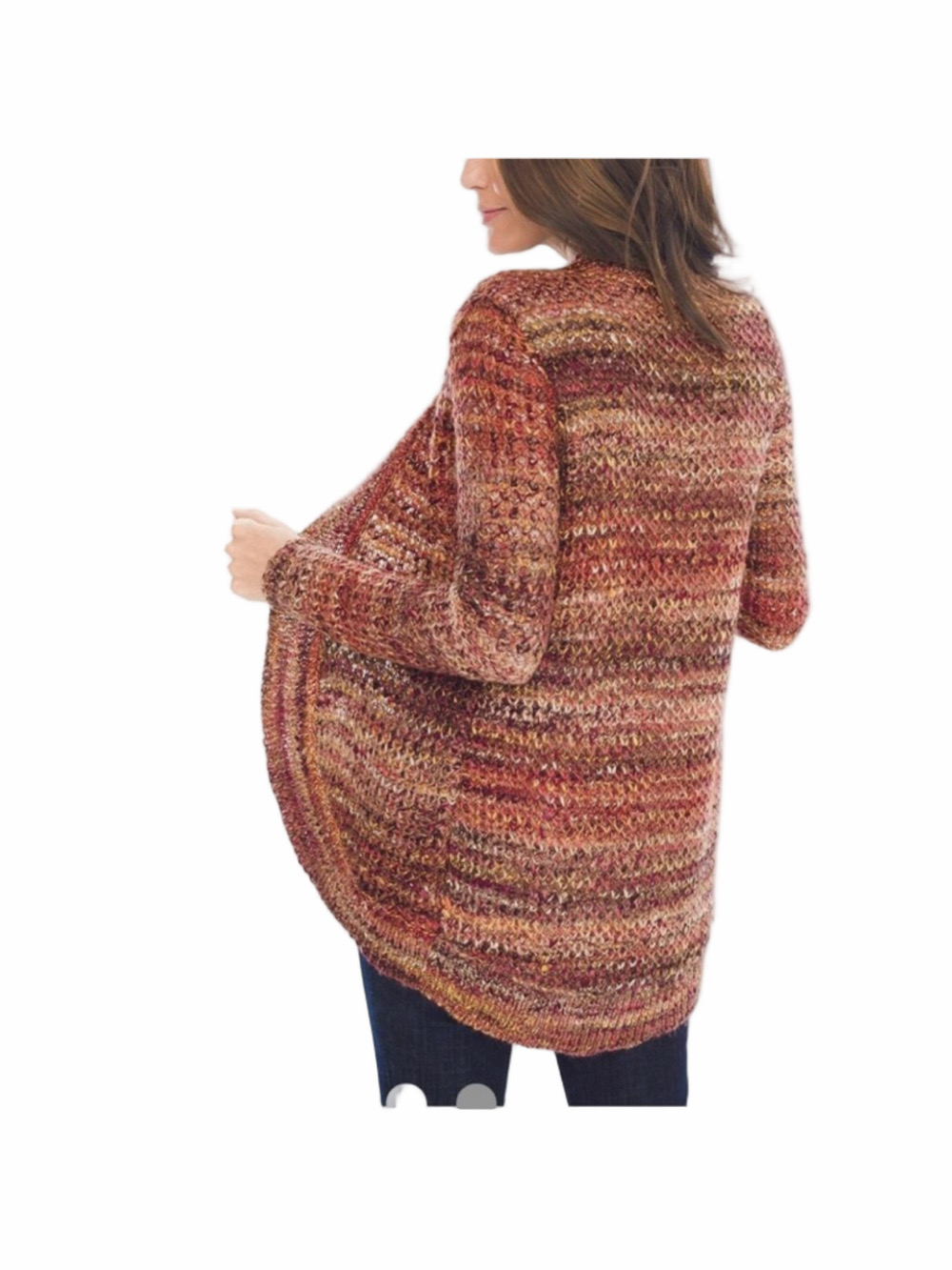 Chico’s Marled Yarn Cardigan Women's Size 2/4 (Chico 0) Oversized Open Knit EUC